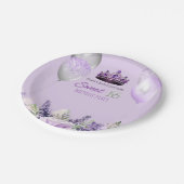 Paarse Sparkle Sweet 16 verjaardagsfeestje Papieren Bordje (Gekanteld)