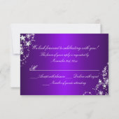 Paarse Sparkle Tiara & Stars Quinceanera RSVP (Achterkant)