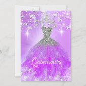 Paarse Sparkle Tiara Stars van Quinceanera Kaart (Voorkant)