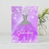 Paarse Sparkle Tiara Stars van Quinceanera Kaart (Staand voorkant)