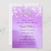 Paarse Sparkle Tiara Stars van Quinceanera Kaart (Achterkant)