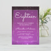Paarse Sparkle Under the Stars 18e Verjaardag Kaart (Staand voorkant)