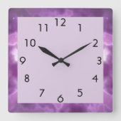 Paarse Sparkle Vierkante Klok (Voorkant)