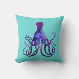 Paarse sparkle Waterverf Nautisch octopus Kussen