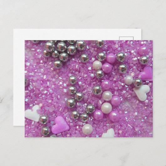 Paarse Sparkles and Love Hearts Briefkaart (Voorkant / Achterkant)