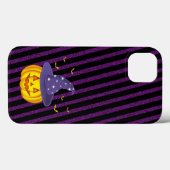 Paarse Sparkles & Black Stripes Halloween Pumpkin Case-Mate iPhone Case (Achterkant (horizontaal))