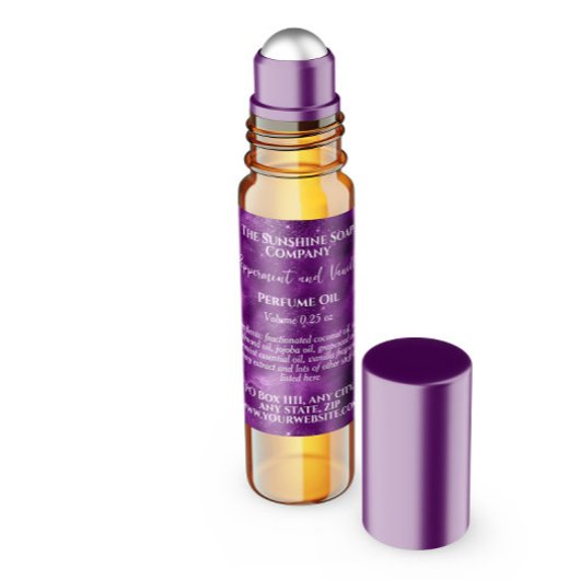 Paarse Sparkles Parfum Roller Flesetiket Vierkante Sticker