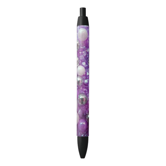 Paarse Sparkles Zwarte Inkt Pen (Voorkant Verticaal)