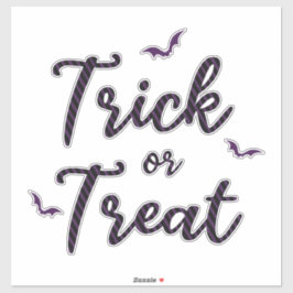 Paarse sparkles & zwarte stripes Trick or treat Sticker