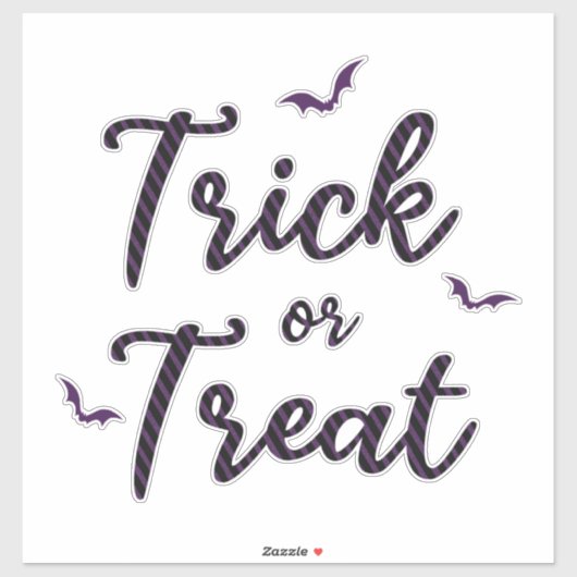 Paarse sparkles & zwarte stripes Trick or treat Sticker (Vel)
