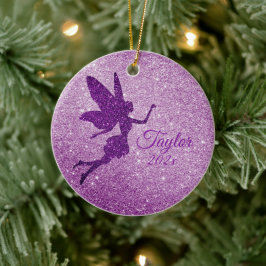 Paarse Sparkly Fairy Ornament Gepersonaliseerde Gi