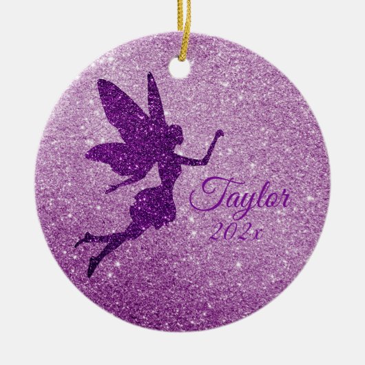 Paarse Sparkly Fairy Ornament Gepersonaliseerde Gi (Voorkant)
