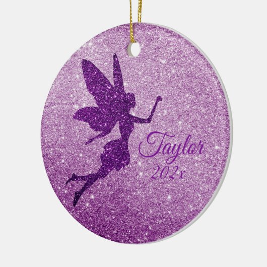 Paarse Sparkly Fairy Ornament Gepersonaliseerde Gi (Links)