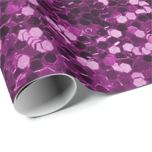 Paarse Sparkly Faux Glitter Cadeaupapier (Rol Hoek)