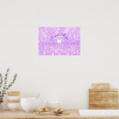 Paarse Sparkly Glitter Butterfly Princess Poster (Keuken)