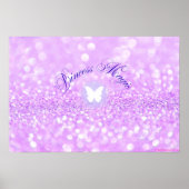 Paarse Sparkly Glitter Butterfly Princess Poster (Voorkant)