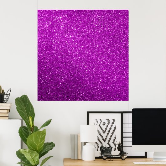 Paarse Sparkly Glitter Poster (Thuiskantoor)