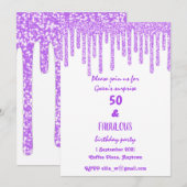Paarse Sparkly Wax 50 en fantastische verjaardag Kaart (Voorkant / Achterkant)