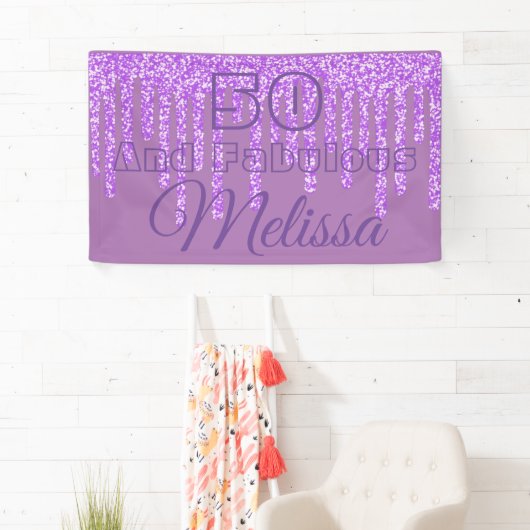Paarse Sparkly Wax 50 en verbluffende Birthday Ban Spandoek (Insitu)