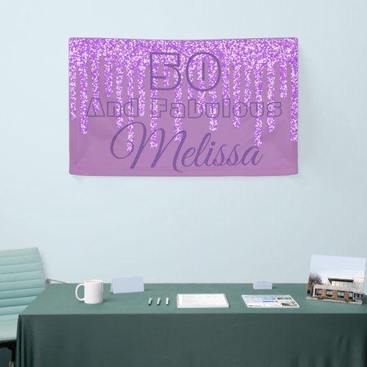 Paarse Sparkly Wax 50 en verbluffende Birthday Ban Spandoek (Beurs)