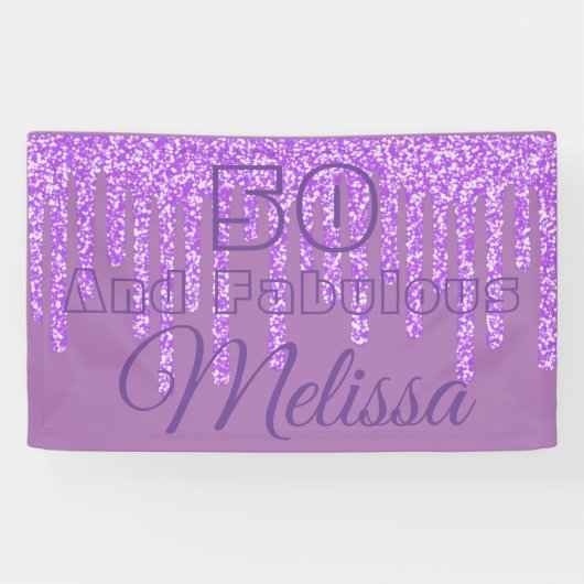 Paarse Sparkly Wax 50 en verbluffende Birthday Ban Spandoek (Horizontaal)