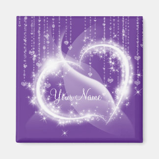 Paarse Sparkly Witte Hart Koelkast Magnet