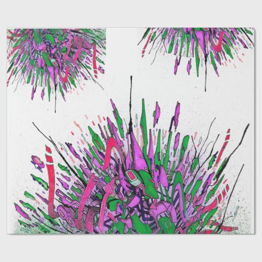 Paarse spatwaterinkt cadeaupapier (Vlak)