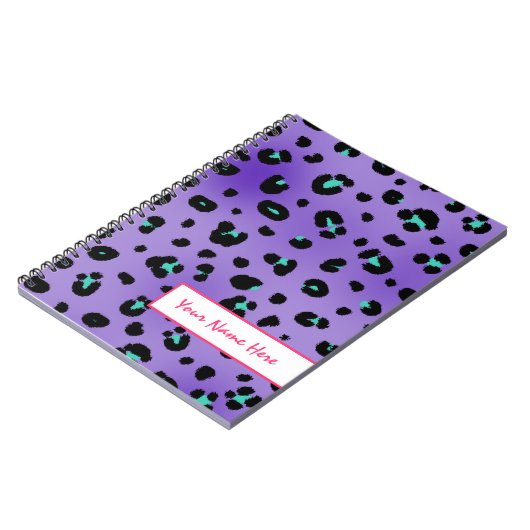 Paarse speciale laptop met Leopard Spiral Notitieboek (Linkerzijde)