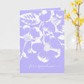 Paarse speciale nicht White Floral Birthday Kaart (Gele Bloem)