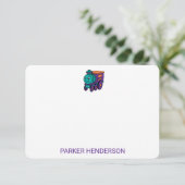 Paarse Speelgoed Persoonlijke Kinder ritten Bedankkaart (Staand voorkant)