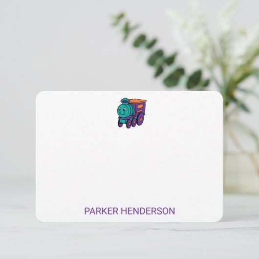 Paarse Speelgoed Persoonlijke Kinder ritten Bedankkaart (Staand voorkant)