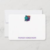 Paarse speelgoed trein spoor persoonlijke kinderbr bedankkaart (Voorkant)