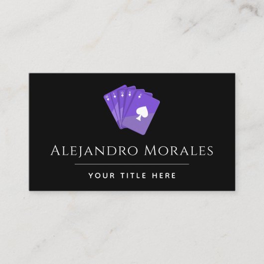 Paarse speelkaarten Casino Poker Club Thema Visitekaartje (Voorkant)