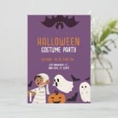 Paarse speelse Halloween kostuumfeest Kaart (Staand voorkant)