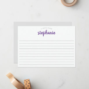 Paarse Speelse Script, Gelijnd Groot Plat Notitiekaartje
