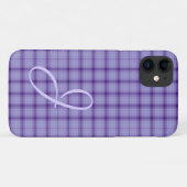  Paarse spelden met Monogram iPhone case (Achterkant (horizontaal))