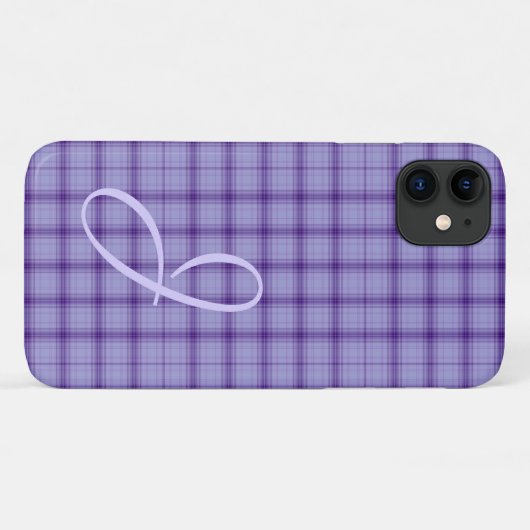 Paarse spelden met Monogram iPhone case (Achterkant (horizontaal))