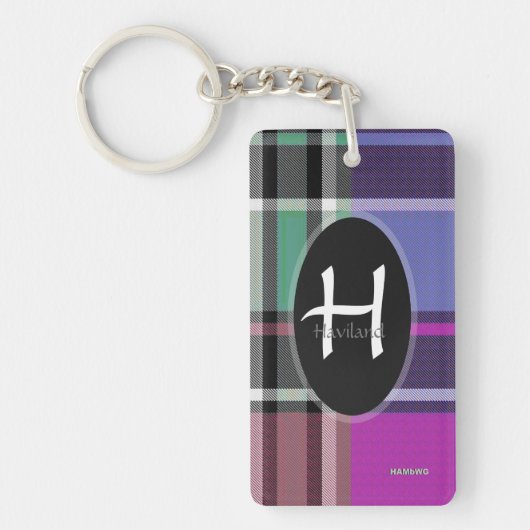 Paarse speldenmonogram Sleutelhanger - Acryl - HAM (Voorkant)