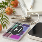 Paarse speldenmonogram Sleutelhanger - Acryl - HAM (Voorkant Rechts)