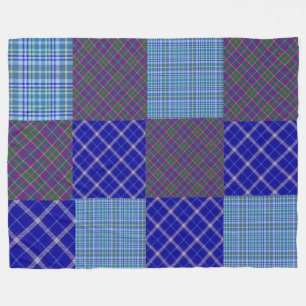 Paarse speldenstang/blauw patchwork-knuppel fleece deken