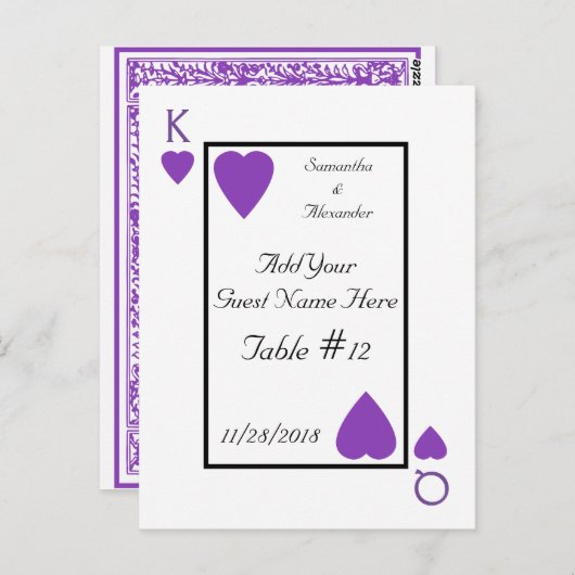 Paarse spelen Kaart King / Queen tafel plaats kaar (Voorkant / Achterkant)