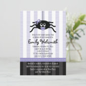 Paarse Spider Halloween Baby Shower Invitaties Kaart (Staand voorkant)