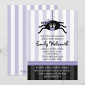 Paarse Spider Halloween Baby Shower Invitaties Kaart (Voorkant / Achterkant)