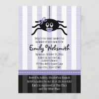 Paarse Spider Halloween Baby Shower Invitaties