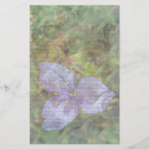 Paarse Spiderwort Floral stationery-optionele lijn Briefpapier