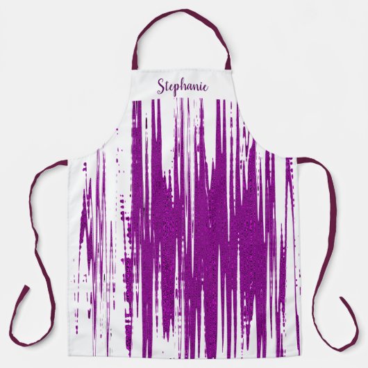 Paarse spiky Wave Patronen White Aangepaste Monogr Schort (Voorkant)