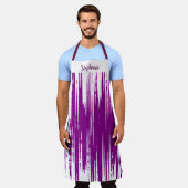 Paarse spiky Wave Patronen White Aangepaste Monogr Schort (Gedragen)