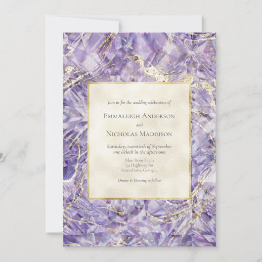 Paarse Spinel Euphoria Edelsteen Huwelijksuitnodig Kaart (Voorkant)