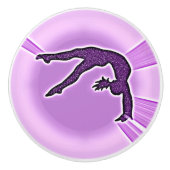 Paarse spinkelribbengymnastiek keramische knop (Voorkant)