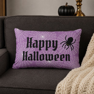 Paarse spinnenweb Gelukkig Halloween enge spin Kussen